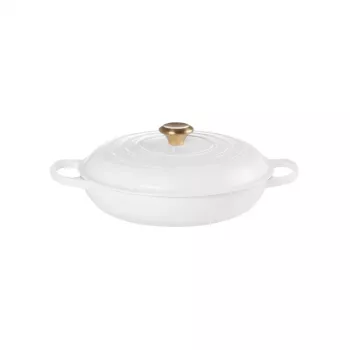 Mělký litinový hrnec LE CREUSET 30 cm 3,5 l bílý