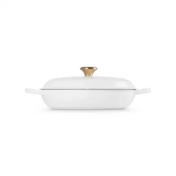 Mělký litinový hrnec LE CREUSET 30 cm 3,5 l bílý