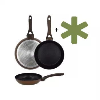 NEWILL Natura 24 cm Induction Frying Pan with Protective Rim, Brown