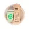 Kompostovatelná pikniková jídelní sada GOGREEN pro 4 osoby, 24 dílů, rostlinná, přírodní bílá