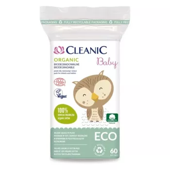 Vatové polštářky pro miminka Cleanic Baby Eco 60 ks 100% přírodní bavlna hypoalergenní bez chloru