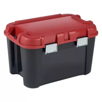 KETER DIY Totem 60L úložná krabice s víkem, 59 x 39,5 x 36 cm, černá/červená
