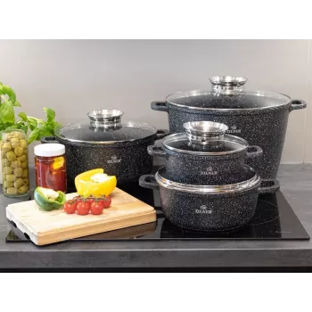 Zilner Marble 17-Piece Cookware Set Black ZL-8636