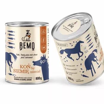 BEMO koňské s lněným semínkem Mono mokré krmivo pro psy – 800g
