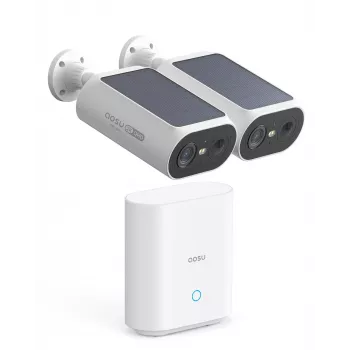 Bezpečnostní systém AOSU Smart Security SolarCam P1 SE 2 kamery, 2K QHD, bezdrátový, solární napájení, barevné noční vidění, obousměrný zvuk, IP65, 2 kamery
