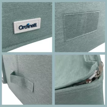 Čtvercový úložný box ORDINETT se zipem 30x30x21 cm mátový
