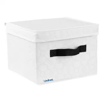 Čtvercový box ORDINETT 25x25x19 cm bavlněná bílá