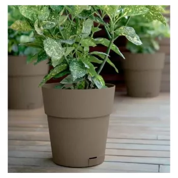 Květináč s podmisou STEFANPLAST Ethica 25x25 cm hnědý, 8,5 l, recyklovaný plast