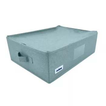 Obdélníková úložná krabice ORDINETT se zipem 42x32x14 cm mint
