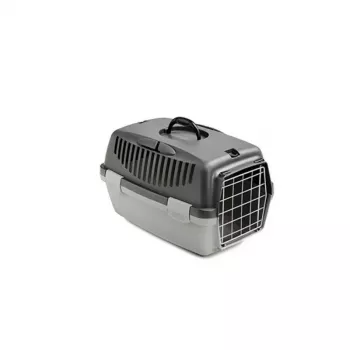 Přepravní box Gulliver 1 STEFANPLAST s kovovými dvířky 48x32x31 cm tmavě šedý/světle šedý