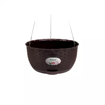 Závěsný květináč STEFANPLAST Natural Ø30x14,5 cm tmavě hnědý