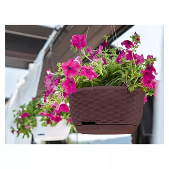Závěsný květináč STEFANPLAST Natural Ø30x14,5 cm tmavě hnědý