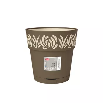 Kulatý květináč s podmisou STEFANPLAST Gaia, hnědý, Ø25 x 25 cm