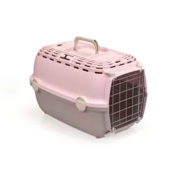 STEFANPLAST přepravka Horizon 1 s kovovými dvířky 48x32x30cm růžová/šedá