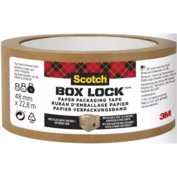 3M Scotch Box LockT Paper Packing Tape 48mm x 22.8m Brown 7850-23-EF-8GC