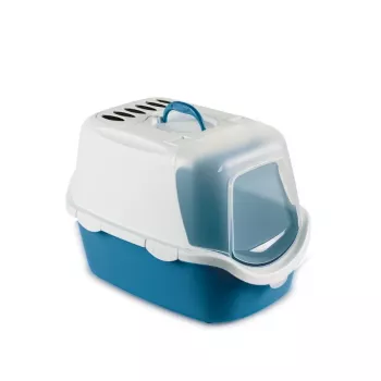 Kryté kočičí WC STEFANPLAST Cathy Easy Clean 56x40x40 cm bílo-modré