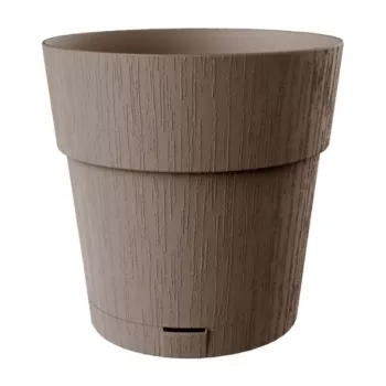 Kulatý květináč STEFANPLAST Ethica s miskou, hnědý, 40x39 cm, 25 l