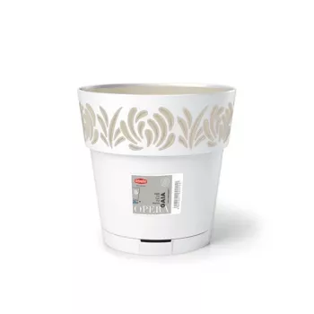 Květináč STEFANPLAST Gaia s miskou Ø25x25 cm bílý
