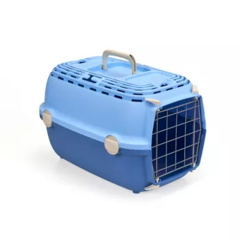 Přepravní box STEFANPLAST Horizon 1 s kovovými dvířky 48x32x30 cm světle modrý/modrý