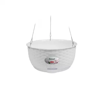 Závěsný květináč STEFANPLAST Natural Ø30x14,5 cm bílý