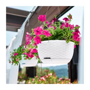 Závěsný květináč STEFANPLAST Natural Ø30x14,5 cm bílý
