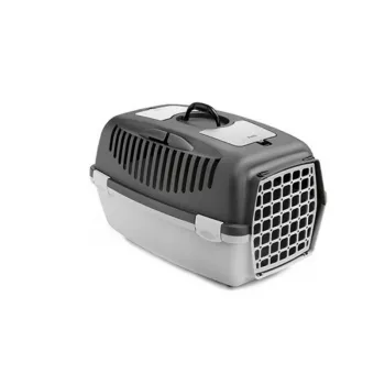 STEFANPLAST přepravní box Gulliver 3 s plastovými dvířky 61x40x38 cm tmavě šedá/světle šedá