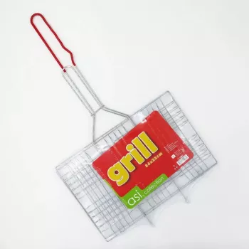 Grilovací rošt ASI COLLECTION 34x22 cm z pochromované oceli s dřevěnými držadly
