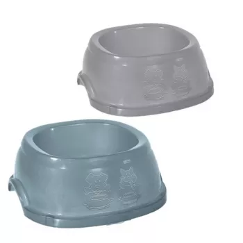Miska na krmivo a vodu Break 5 STEFANPLAST 3 l šedá/modrá 33x33x13 cm