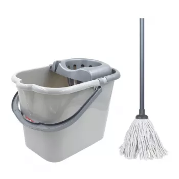 Ovální kbelík Sauber 15L s madlem a sada mopu