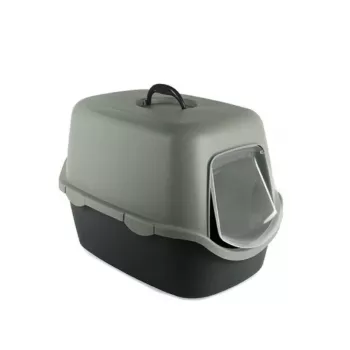Kočičí toaleta STEFANPLAST Cathy s krytem 56x40x40 cm šedá/zelená