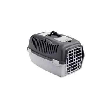 STEFANPLAST přepravní box Gulliver 2 s plastovými dvířky 55x36x35 cm tmavě šedá/světle šedá