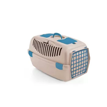 Přepravní box STEFANPLAST Gulliver 2 s plastovými dvířky 55x36x35 cm bílý travertin