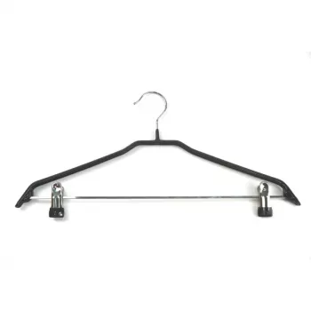 Věšáky na oblečení s klipsy ORDINETT 2 ks ocel/vinyl protiskluzové 44 cm černé