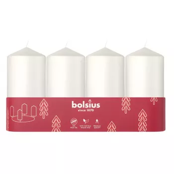 Svíčka válcová BOLSIUS 4 ks Ø100x48 mm bílá