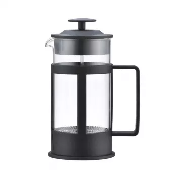French press ASI COLLECTION Coffee Press GULFI M 600 ml, borosilikátové sklo, černá/stříbrná