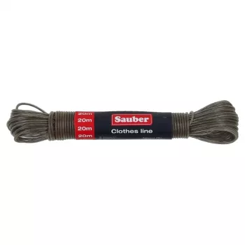Šňůra na prádlo SAUBER 20 m s ocelovým jádrem a PVC povlakem, bílá