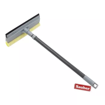 Mini okenní kartáč s teleskopickou násadou SAUBER | oboustranný mikrovlákno a stěrka