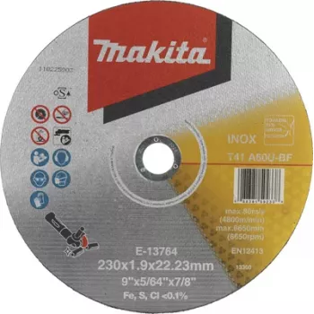 Řezný kotouč Makita E-13764 230 mm, vrtání 22,23 mm, tloušťka 1,9 mm, pro kov a nerezovou ocel