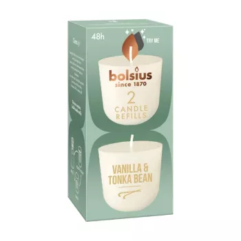 Náplňové svíčky BOLSIUS Clean Light 2 ks vanilka & tonka