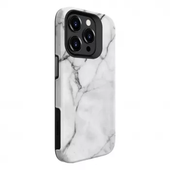 Pouzdro Armor pro Apple iPhone 15 Pro Evelatus, TPU+PC hybrid, bílý mramor Custom Print