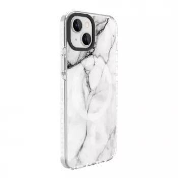 Pouzdro PC+TPU s MagSafe pro Apple iPhone 15 Evelatus, bílý mramor