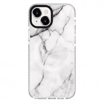 Pouzdro PC+TPU s MagSafe pro Apple iPhone 15 Evelatus, bílý mramor