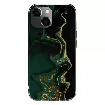 Pouzdro PC pro Apple iPhone 15 Evelatus, tmavě zelený mramor