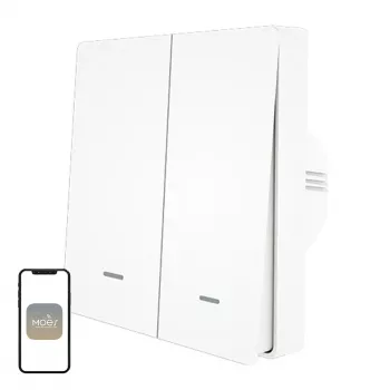 MOES ZS-B-EU2 ZigBee 2-Channel Light Switch, No Neutral Required, White
