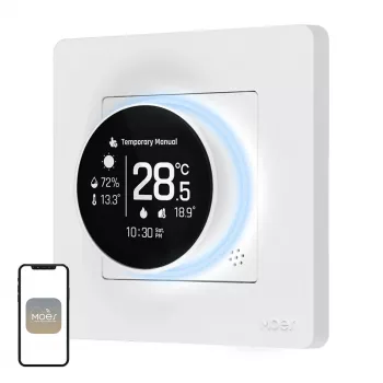 MOES ZHT-SR-GB-WH-MS ZigBee Smart Thermostat for Electric Heating, White