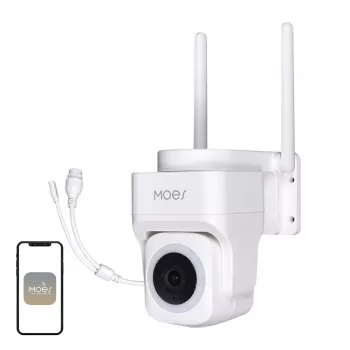 MOES WCM-B66 3MP Outdoor Wi-Fi IP Camera with AI Human Detection, Full Color Night Vision, Pan/Tilt, Two-Way Audio, IP66 Weatherproof