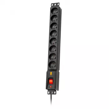 Lestar LXRM 816 16A 8zásuvková 19 inch rack PDU se zásuvkami Schuko, 5m kabel