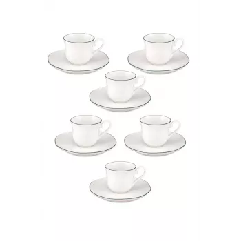 Sada šálků na espresso s podšálky LA PORCELLANA BIANCA Teresa, 90 ml, porcelán, bílá, 12 ks