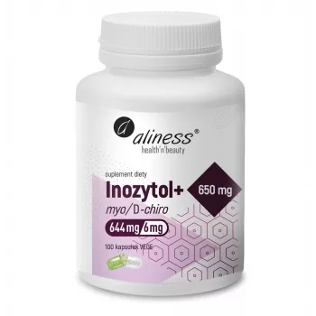 Aliness Inositol Myo/D-Chiro 650 mg + B6 x 100 veganských kapslí