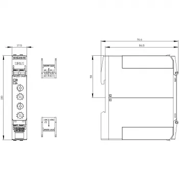 Asymetrické blikací časové relé Siemens 3RP25551AW30, 24–240 V AC/DC, 2 CO, 0,05 s – 100 h, DIN lišta